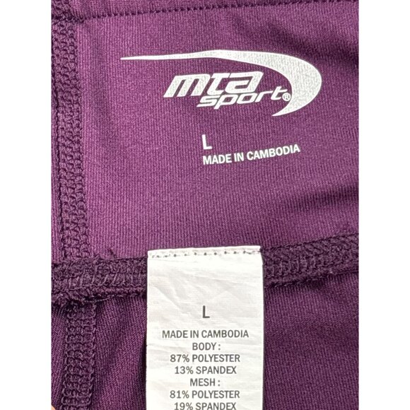 MTA Sport Womens Colorblock Leggings L Purple Multicolor Mesh Detail - Picture 4 of 4
